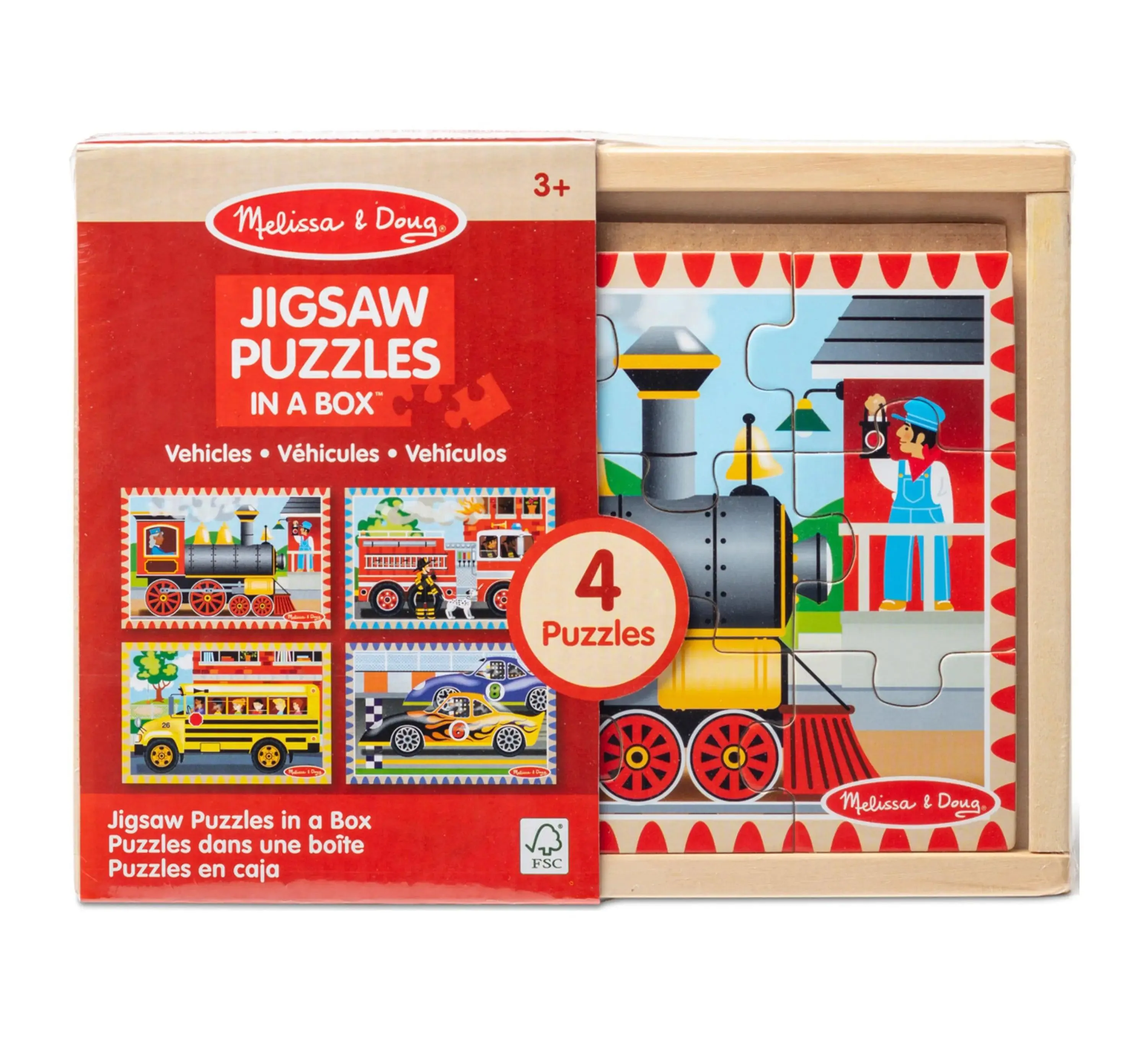 Melissa & Doug 50208 Vehicle Wooden Puzzles in a Box