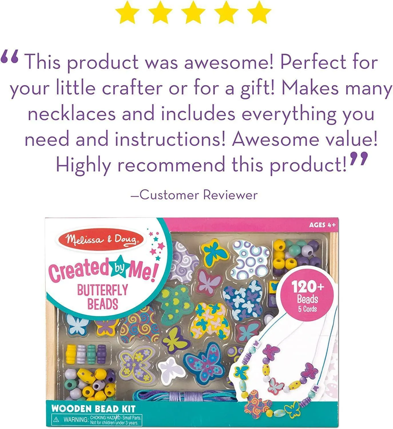 Melissa & Doug Wooden Butterfly Beads