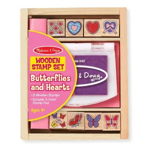 Melissa & Doug Wooden Stamp Set - Butterfly & Hearts