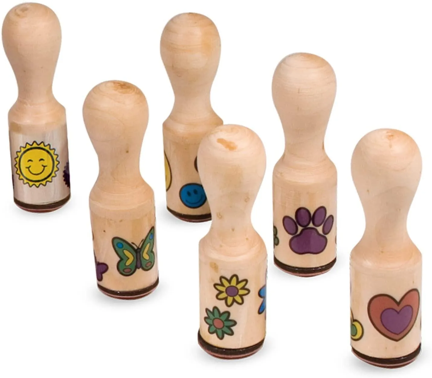 Melissa & Doug Wooden Stamp Set - Deluxe Happy Handles