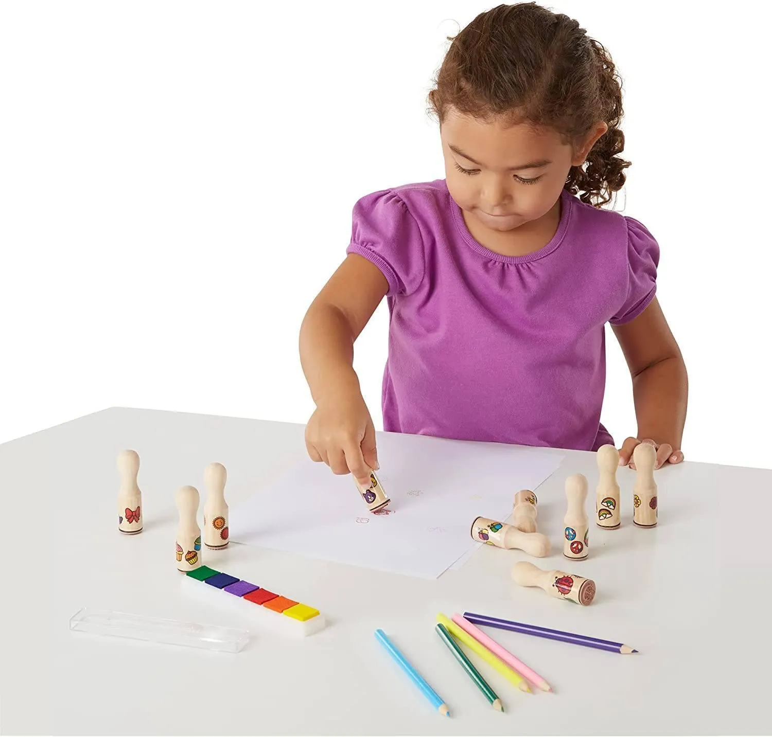 Melissa & Doug Wooden Stamp Set - Deluxe Happy Handles