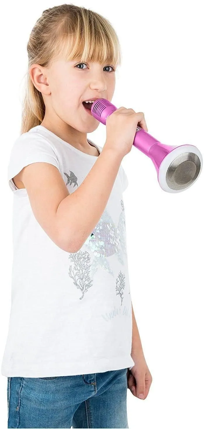 MI-MIC Karaoke Microphone Speaker with Wireless Bluetooth and LED Lights, Pink