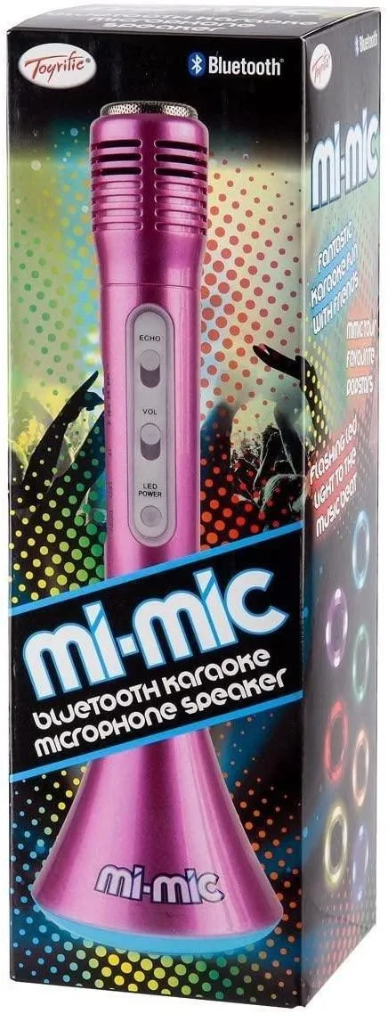 MI-MIC Karaoke Microphone Speaker with Wireless Bluetooth and LED Lights, Pink