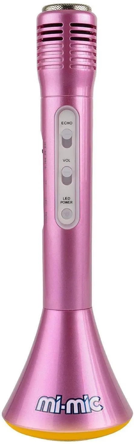 MI-MIC Karaoke Microphone Speaker with Wireless Bluetooth and LED Lights, Pink