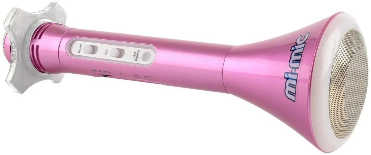 MI-MIC Karaoke Microphone Speaker with Wireless Bluetooth and LED Lights, Pink
