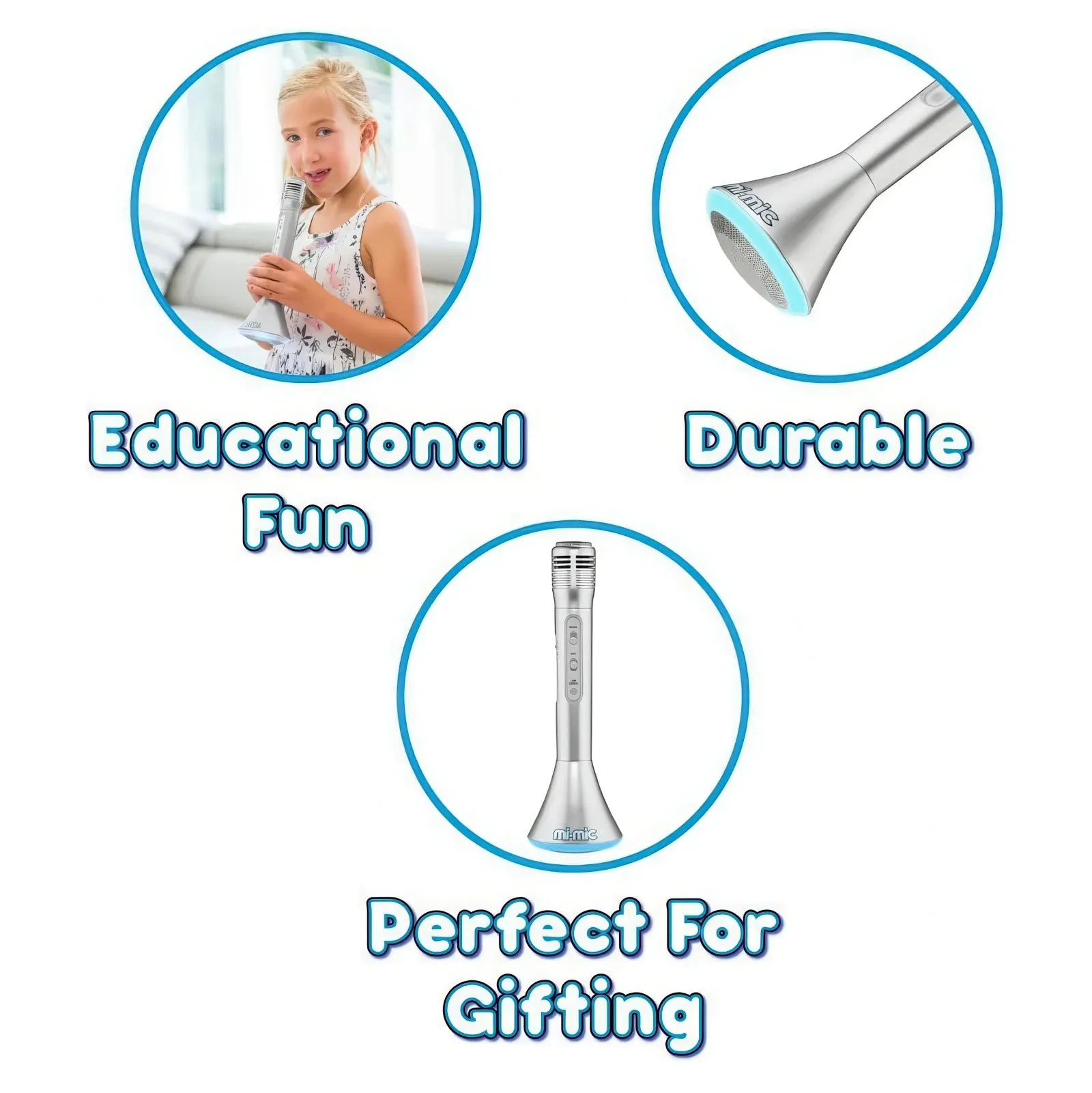 Mi-Mic Portable Bluetooth Karaoke Microphone Speaker - Silver