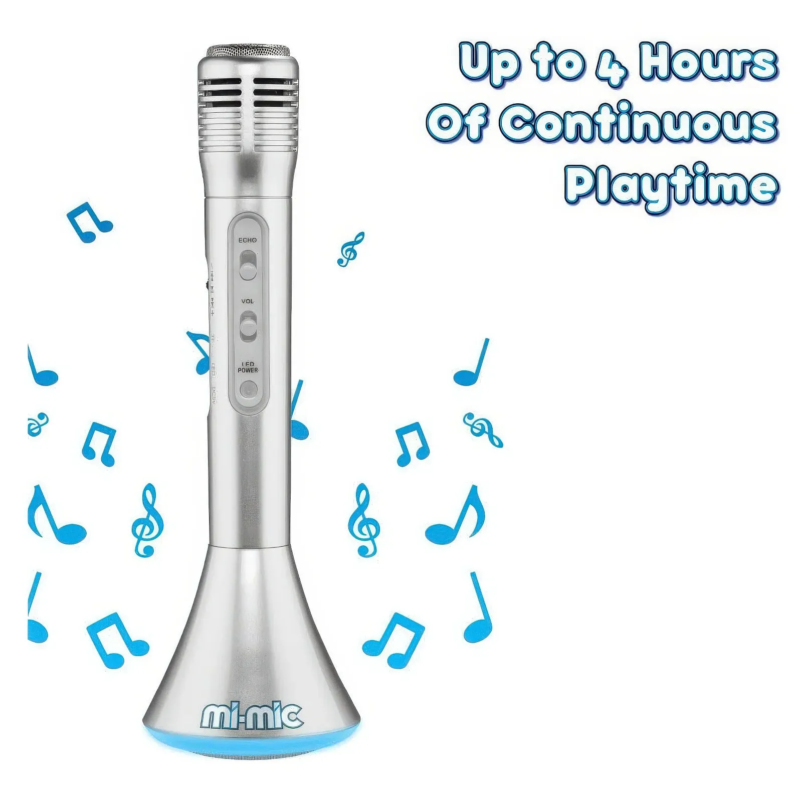 Mi-Mic Portable Bluetooth Karaoke Microphone Speaker - Silver