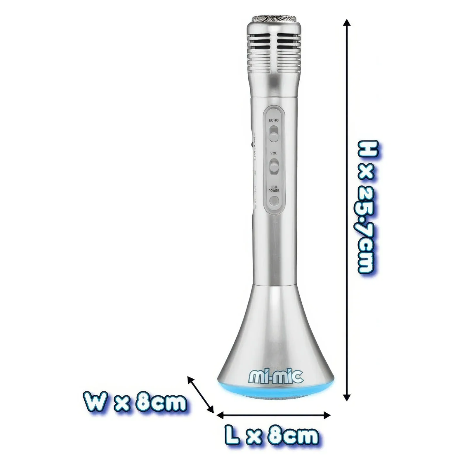 Mi-Mic Portable Bluetooth Karaoke Microphone Speaker - Silver