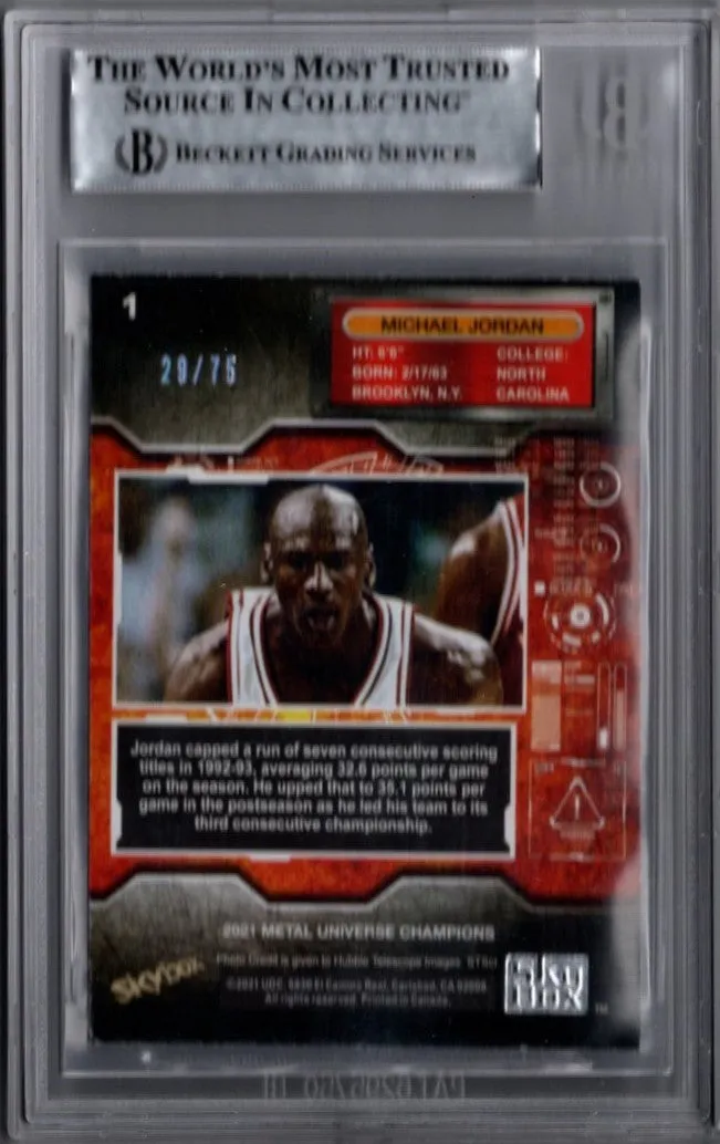 Michael Jordan, Precious Metal Gems Pink, 2021 UD Metal Universe Champions BGS 7.5