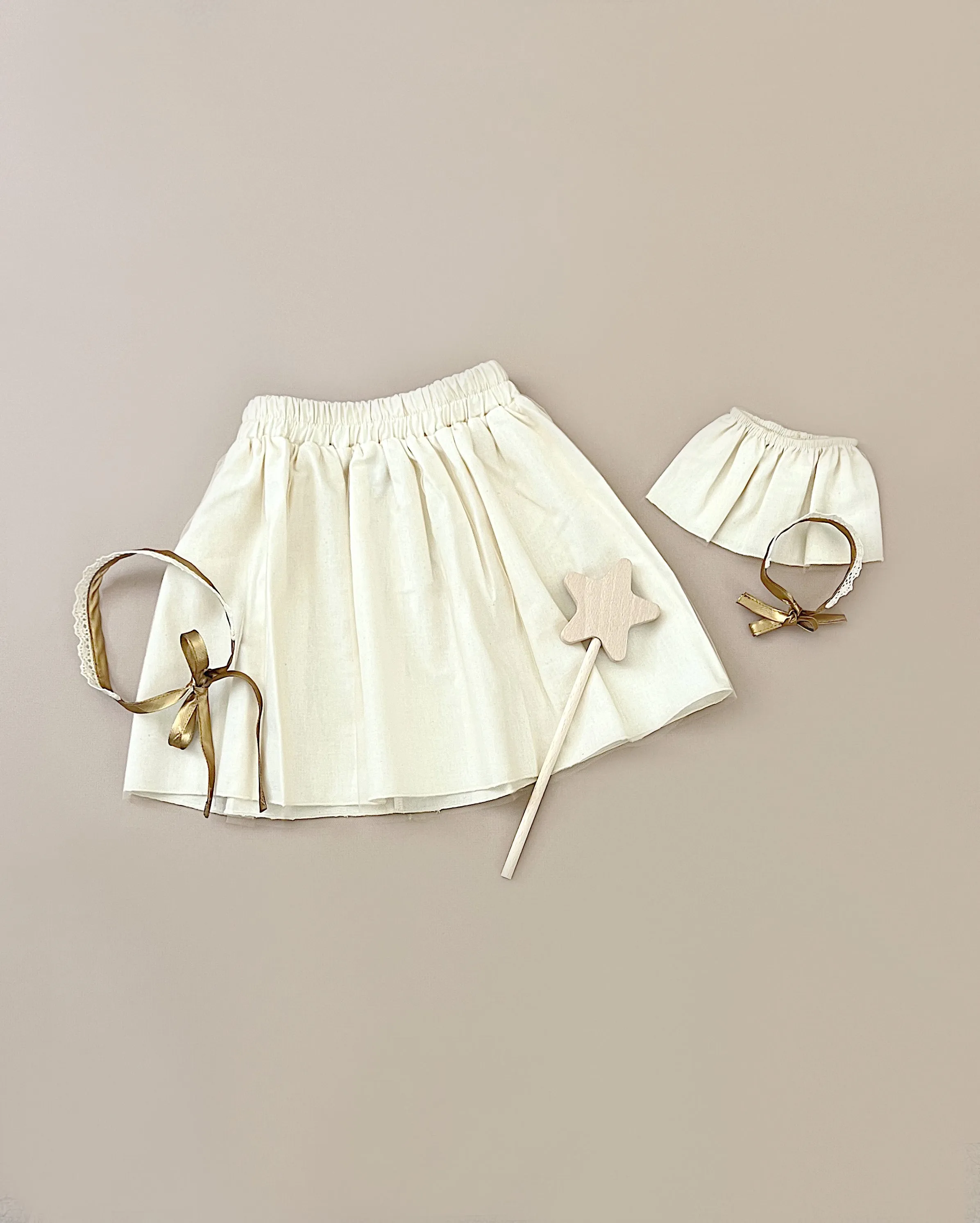 Minikane | Little Fairy Costume In Linen Ecru For Child and Doll Odin Parker