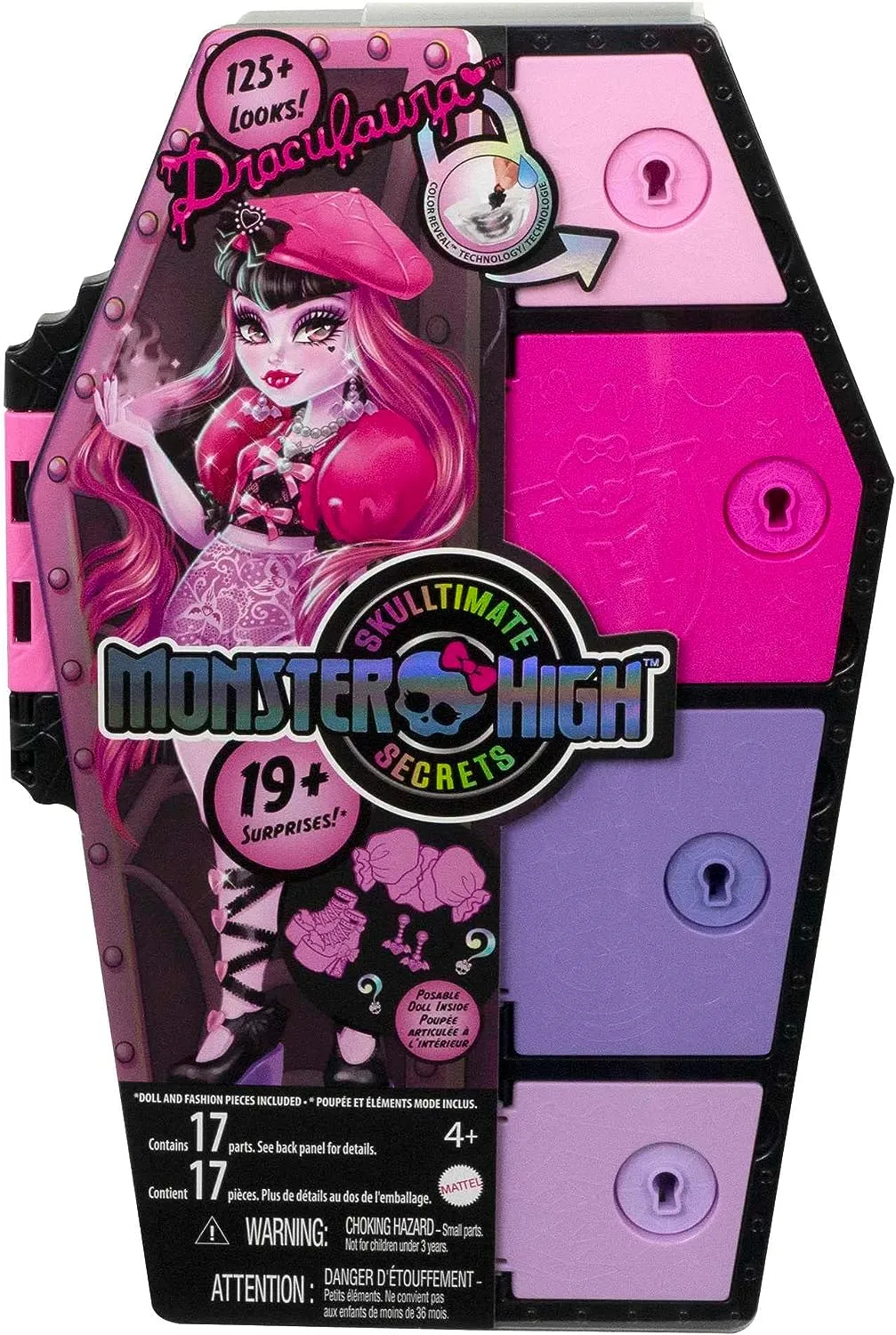 Monster High Doll and Fashion Set, Draculaura with Dress-Up Locker and 19  Surprises