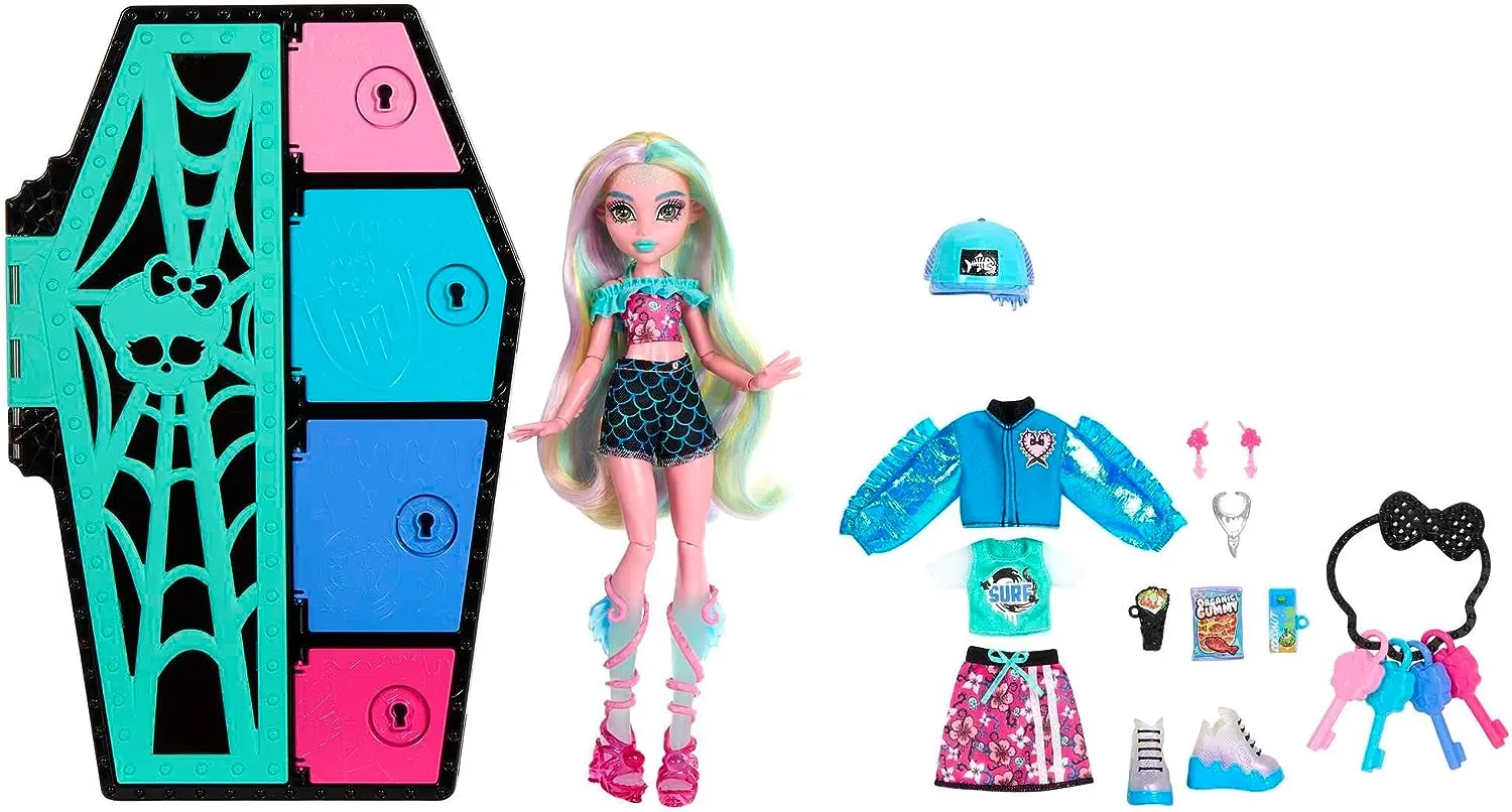 Monster High Doll and Fashion Set, Lagoona Blue with Dress-Up Locker and 19  Surprises