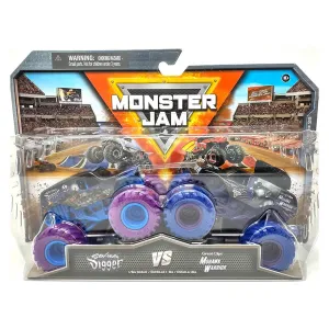 Monster Jam Son-Uva Grave Digger vs Great Clips Mohawk Warrior Die-Cast 1:64 Scale Monster Truck 2-Pack