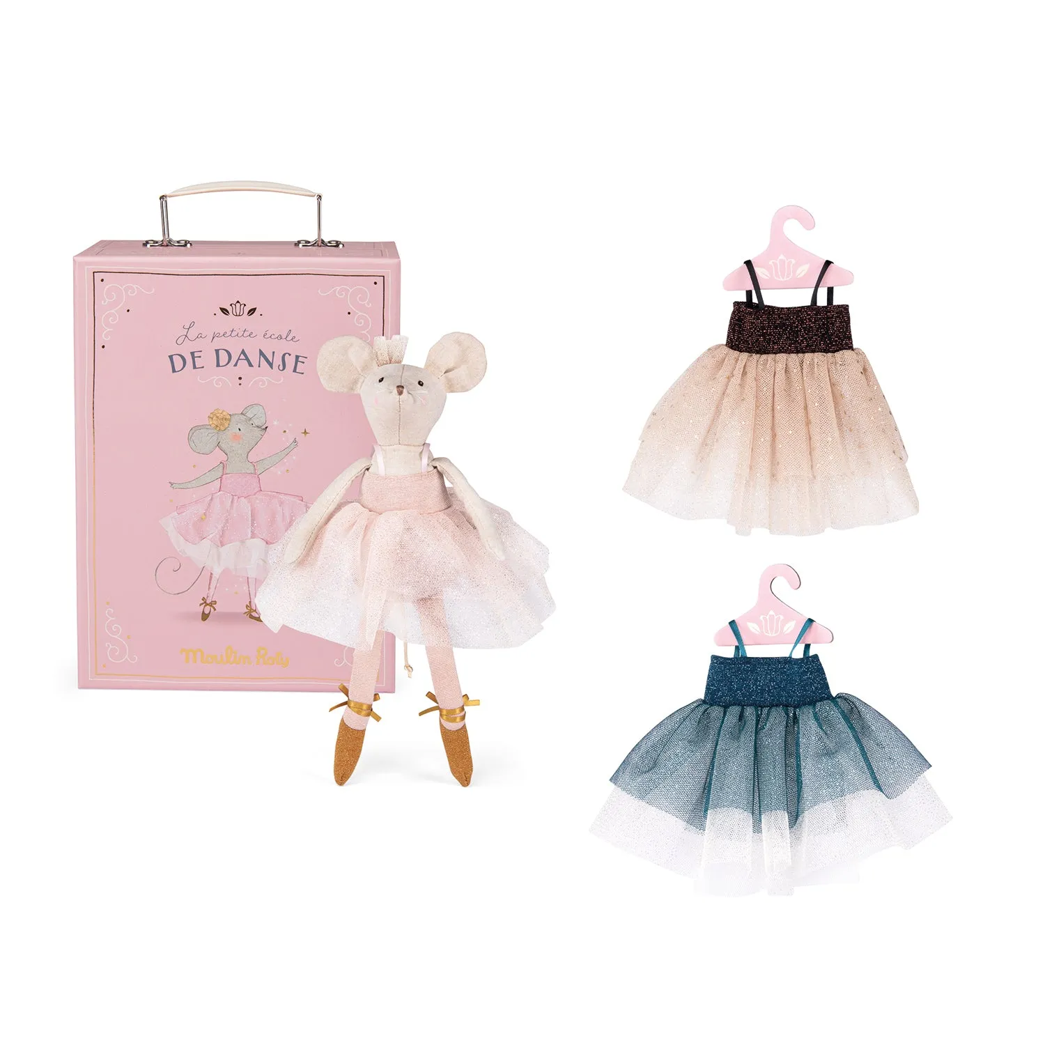 Moulin Roty La Petite Ecole De Danse Ballerina Mouse Carry Suitcase with Tutus