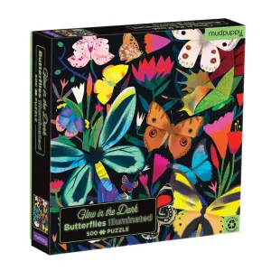 Mud Puppy Glow In The Dark Butterflies Illuminated 500 Piece Puzzle