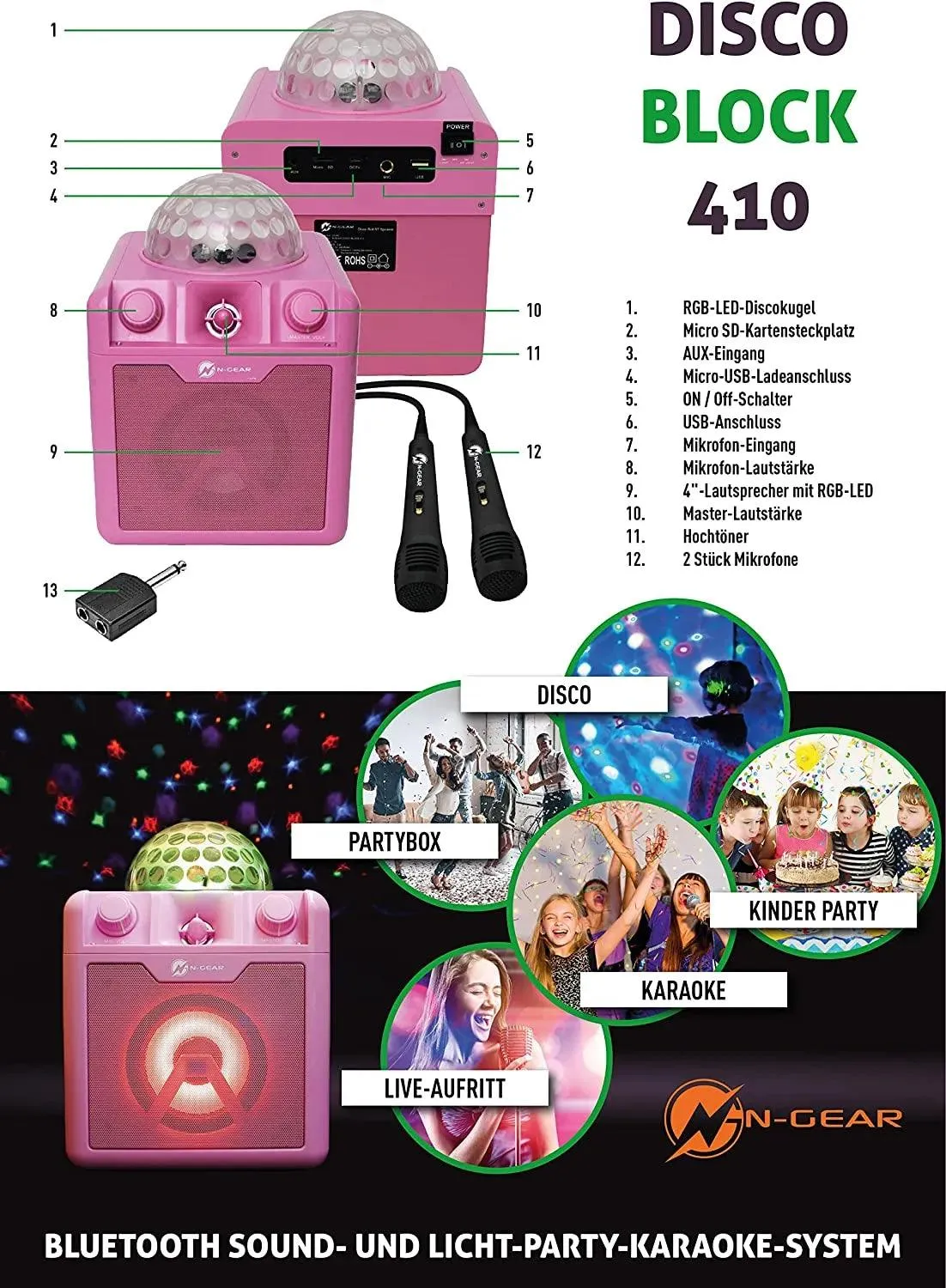 N-Gear Disco Block 410 Karaoke, Pink