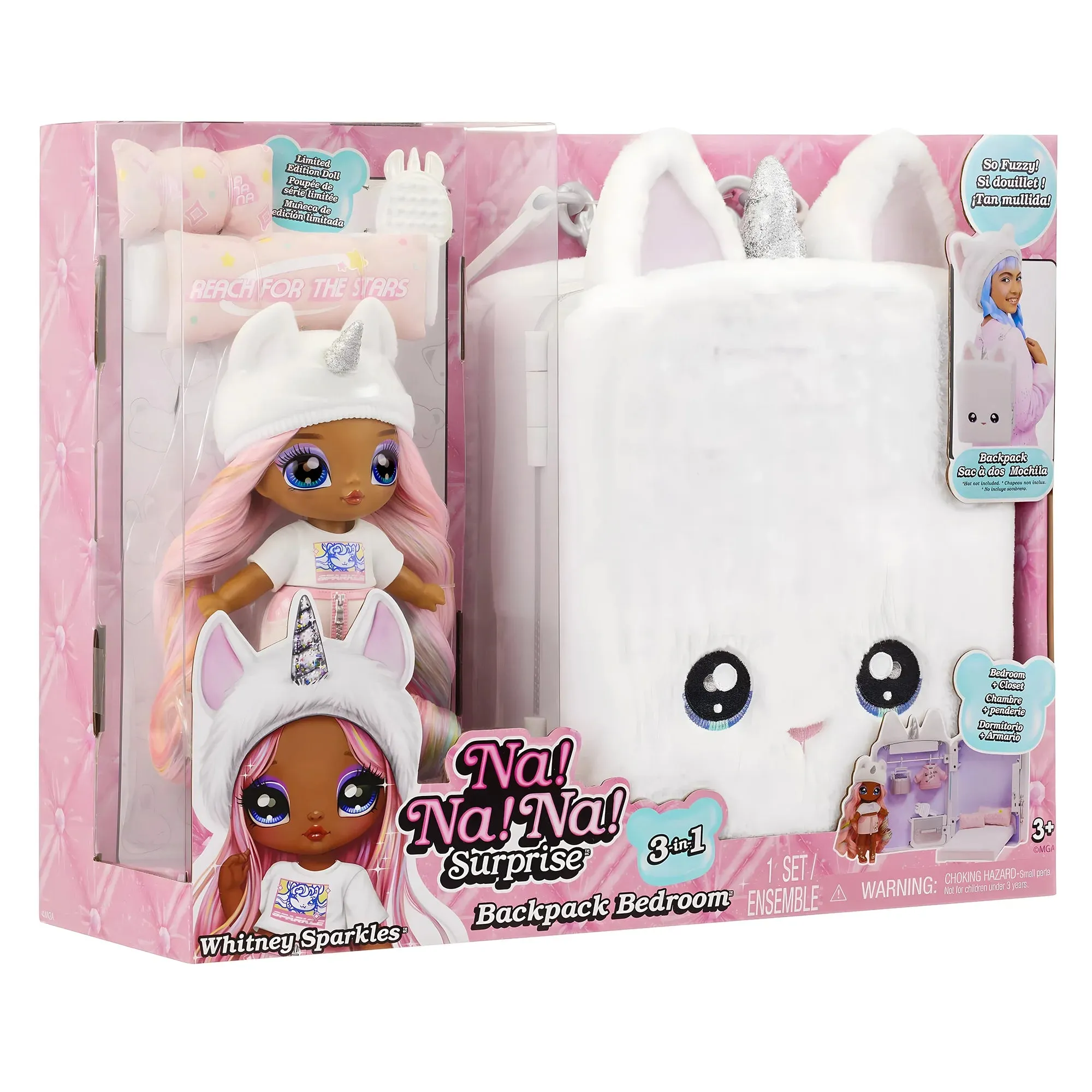 Na! Na! Na! Surprise 3-in-1 Backpack Bedroom Whitney Sparkles White Playset
