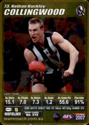Nathan Buckley, Gold, 2007 Teamcoach AFL