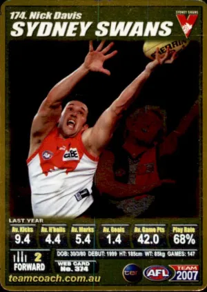 Nick Davis, Gold, 2007 Teamcoach AFL