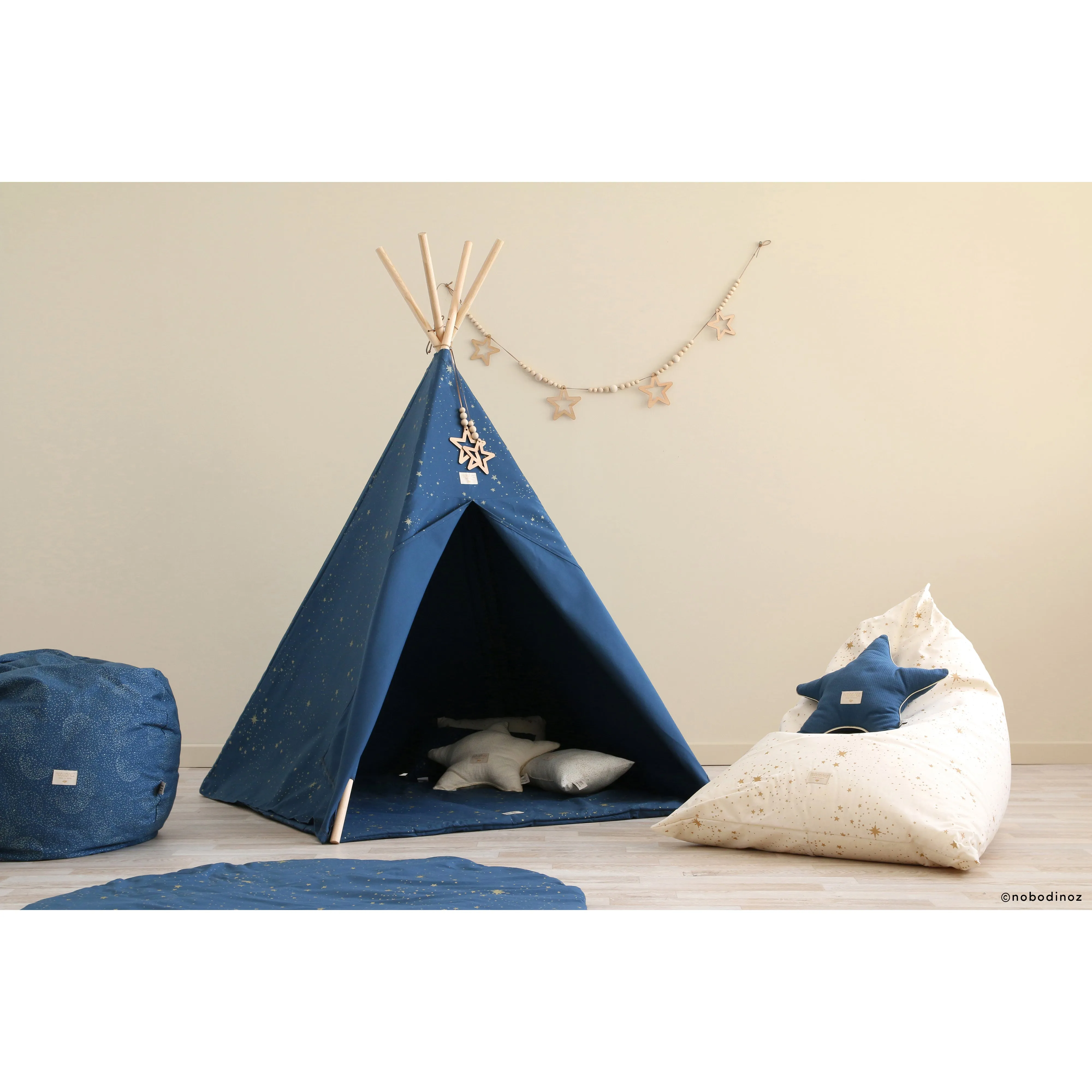 nobodinoz Phoenix Teepee Night Blue Eclipse/Natural