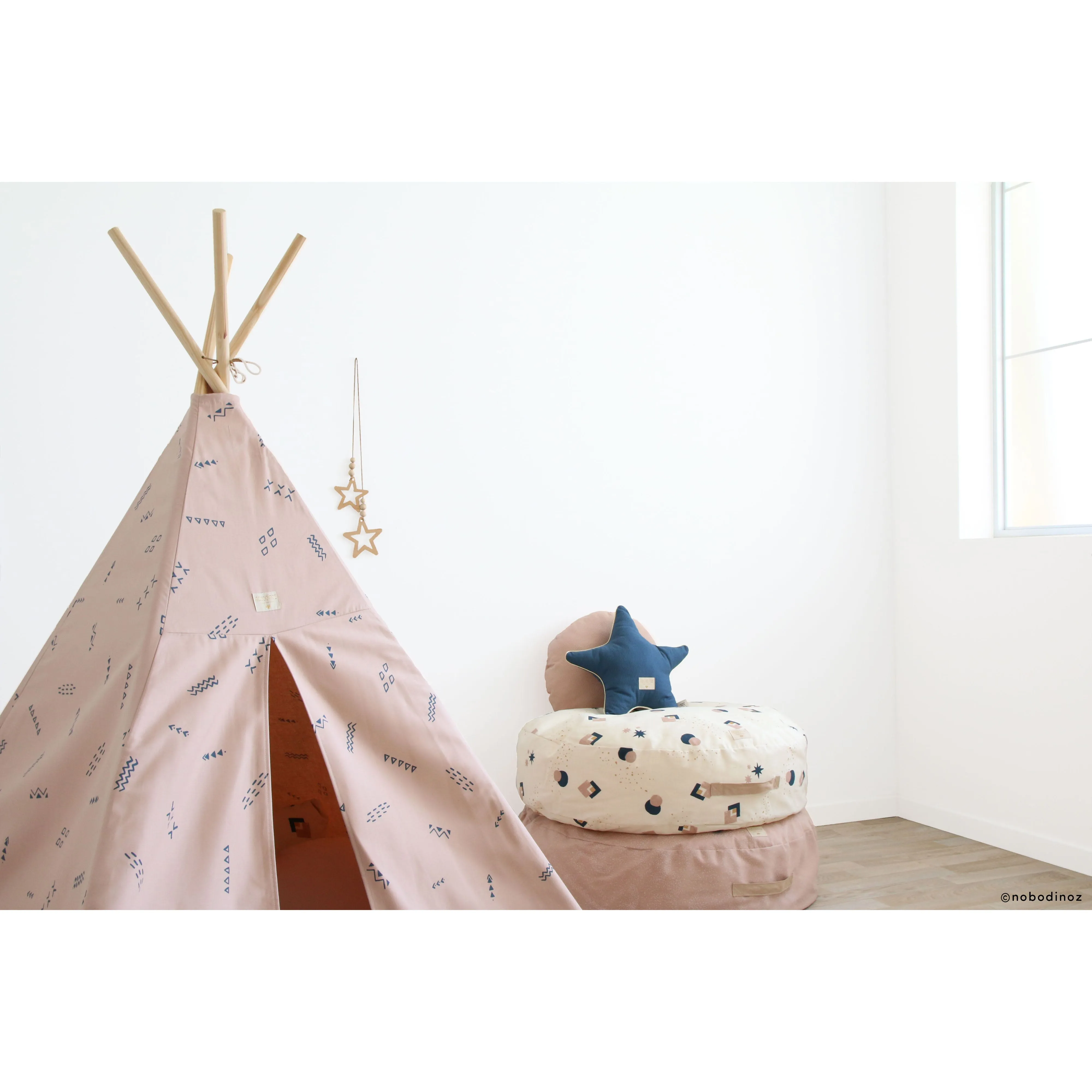 nobodinoz Teepee Blue Secrets/Misty Pink
