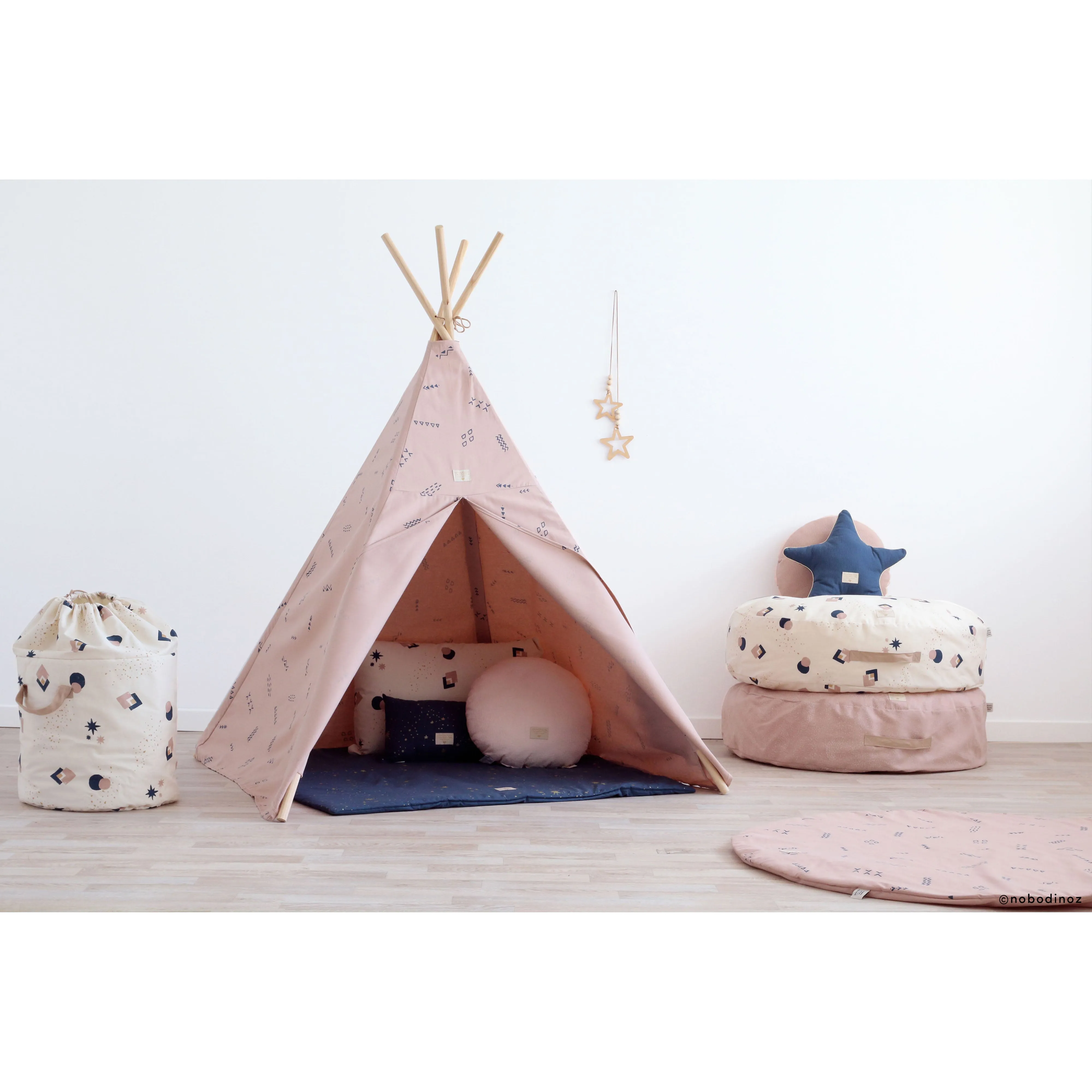 nobodinoz Teepee Blue Secrets/Misty Pink