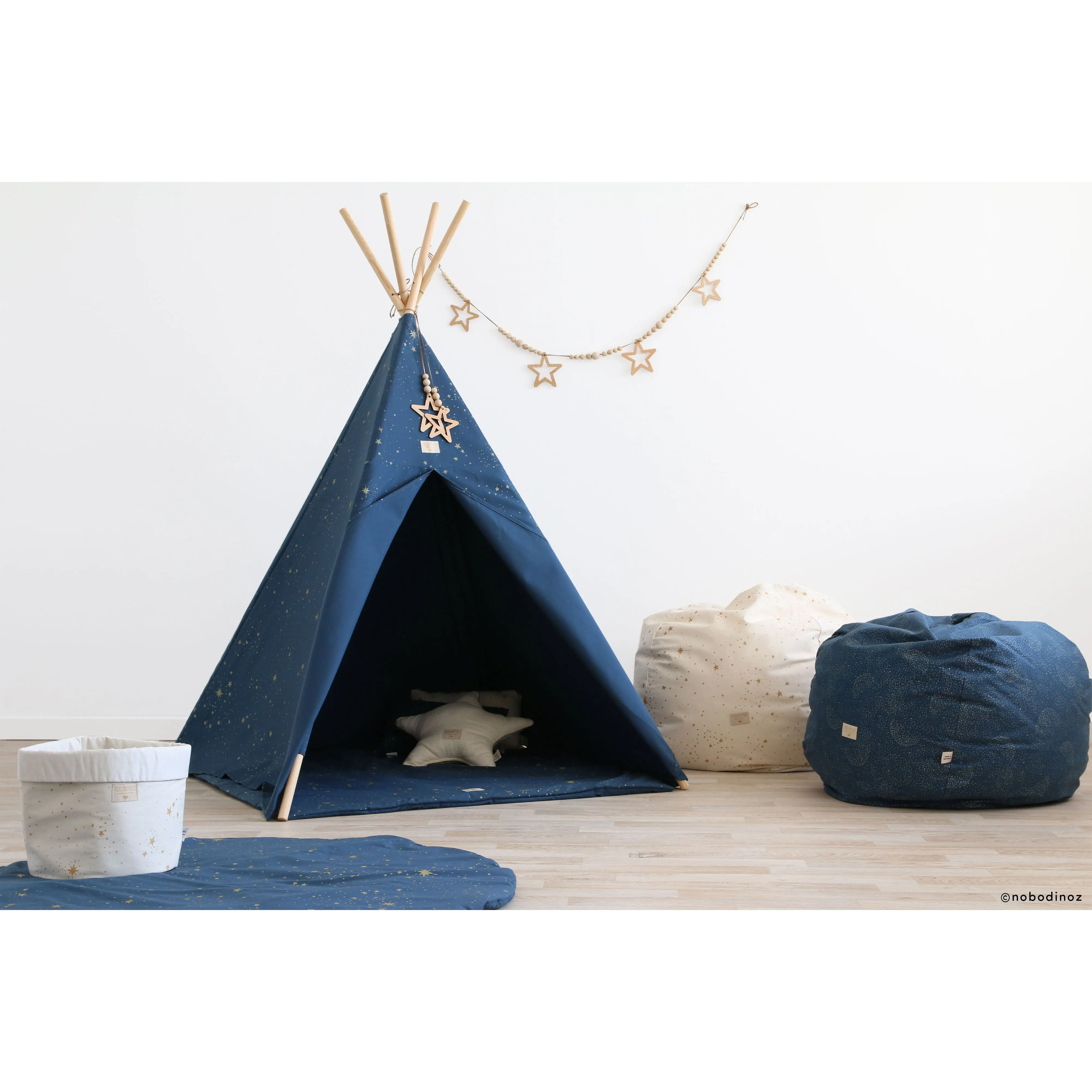 nobodinoz Teepee Gold Stella/Night Blue