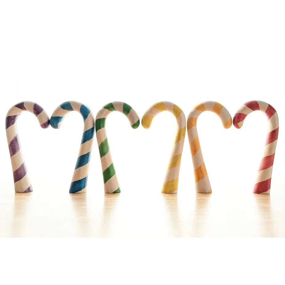NOM Handcrafted | Candy Cane Set of 6 Rainbow