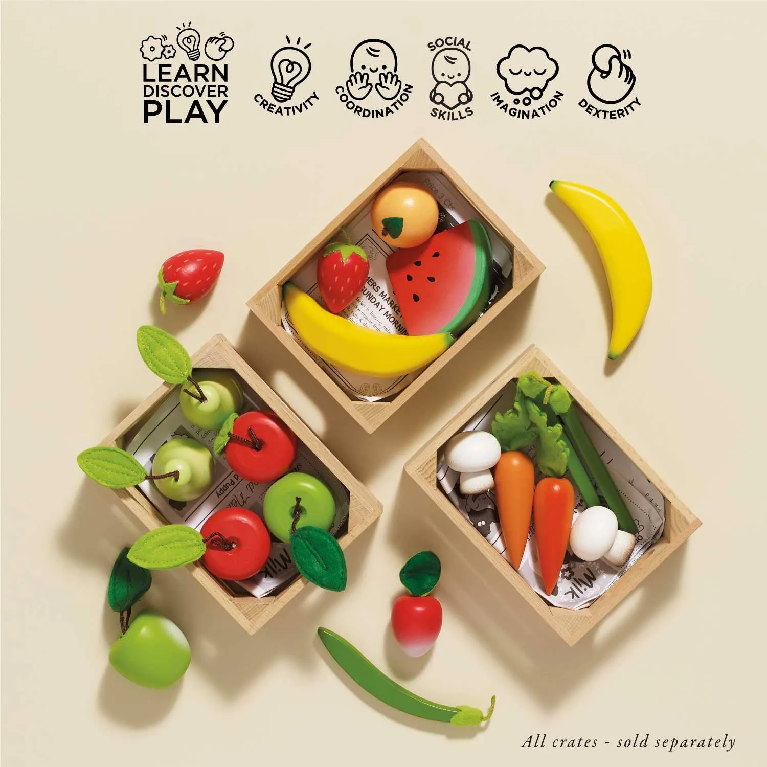 Orchard Fruits Wooden Market Crate Odin Parker