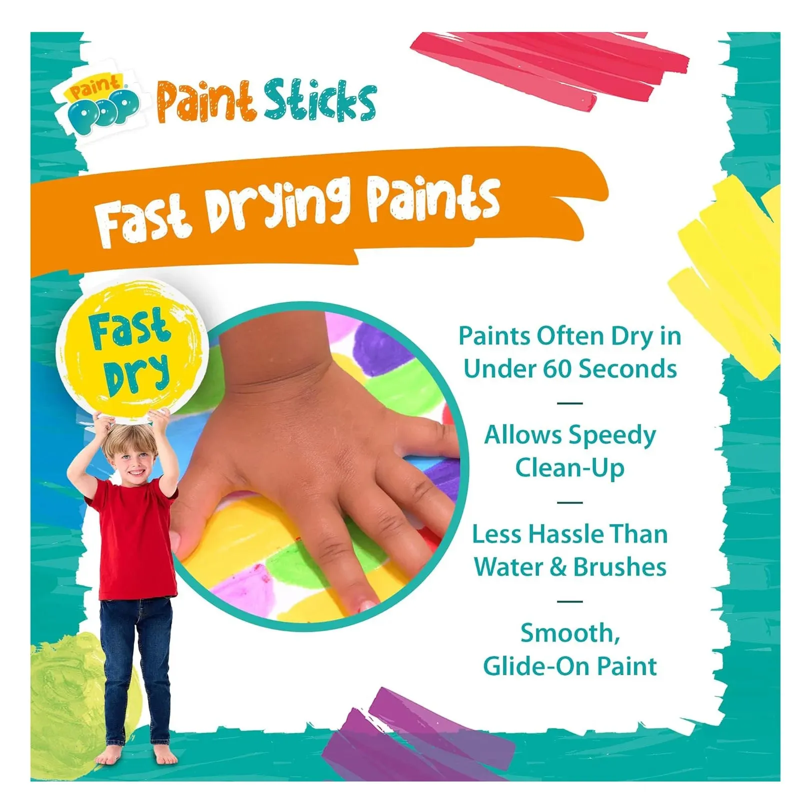 Paint Pop Paint Sticks For Kids - 30 Pack Giant Tube