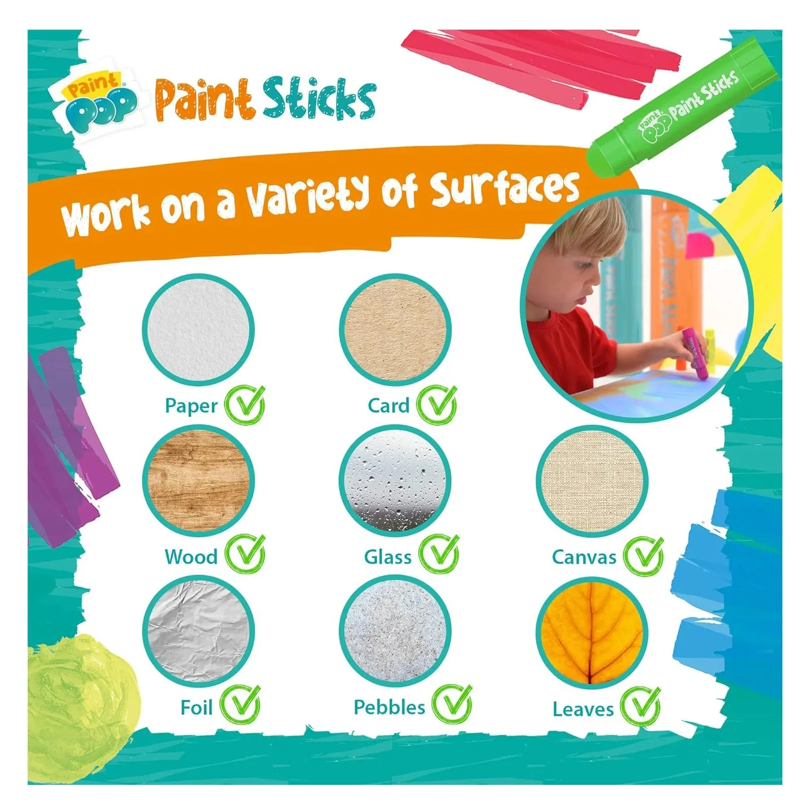 Paint Pop Paint Sticks For Kids - 30 Pack Giant Tube