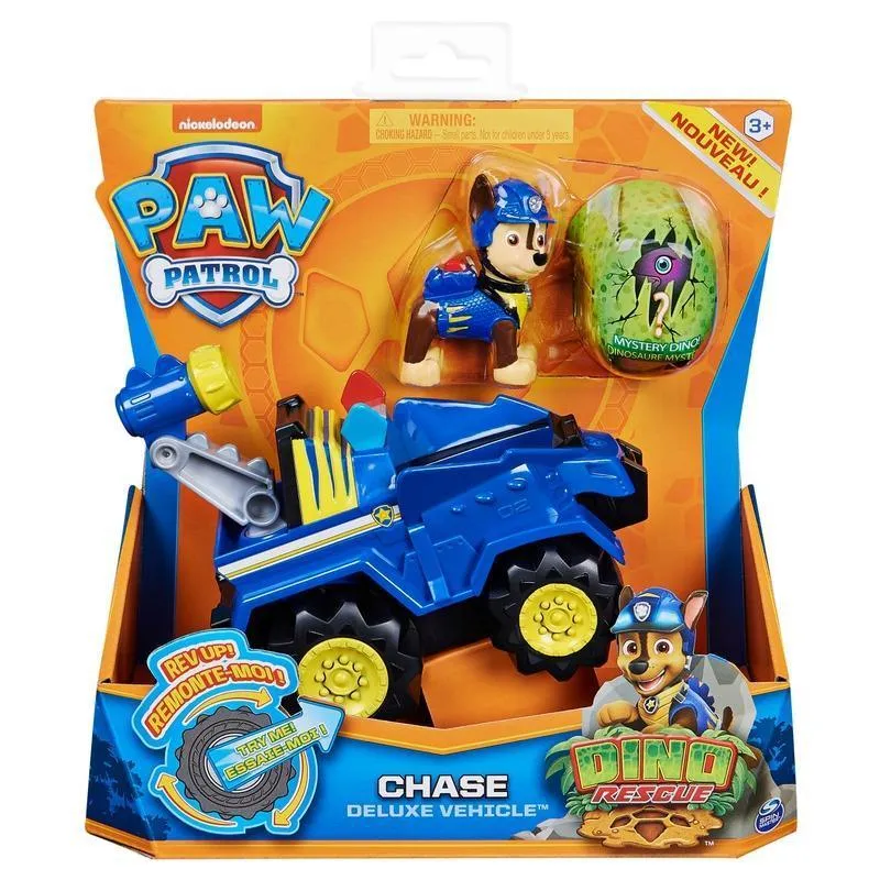 PAW Patrol, Dino Rescue Deluxe Rev Up Vehicle with Mystery Dinosaur Figure
