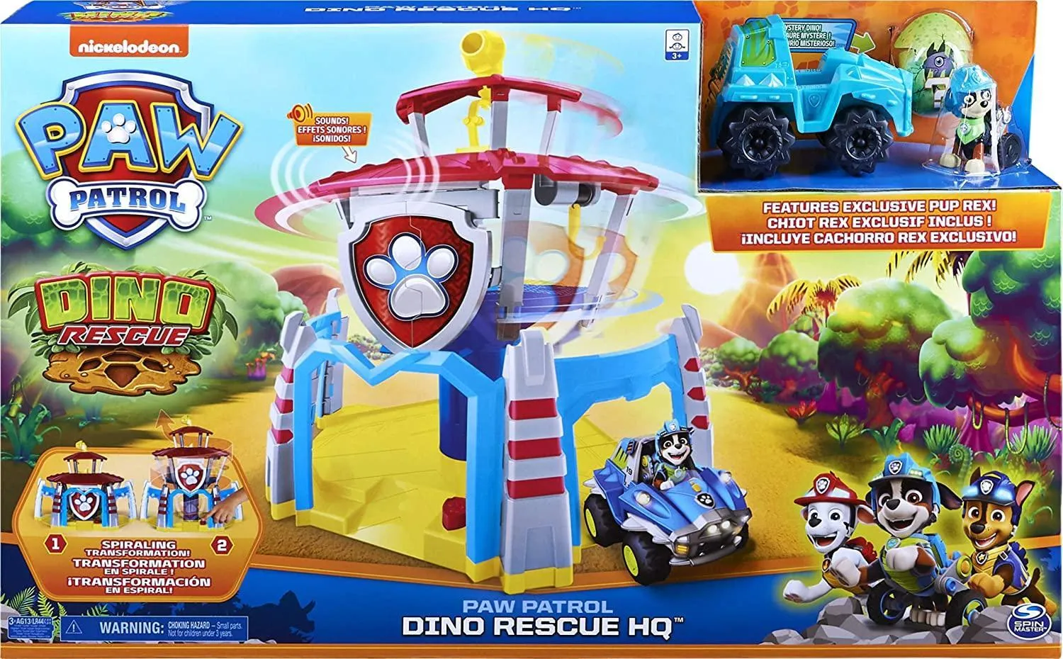 PAW Patrol Dino Rescue HQ Playset with Sounds and Exclusive Rex Figure and Vehicle