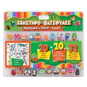 Pencils Erasers And Printed Pages Activity Set - Animals