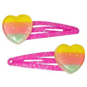 Pink Poppy Rainbow Heart Hair Clips