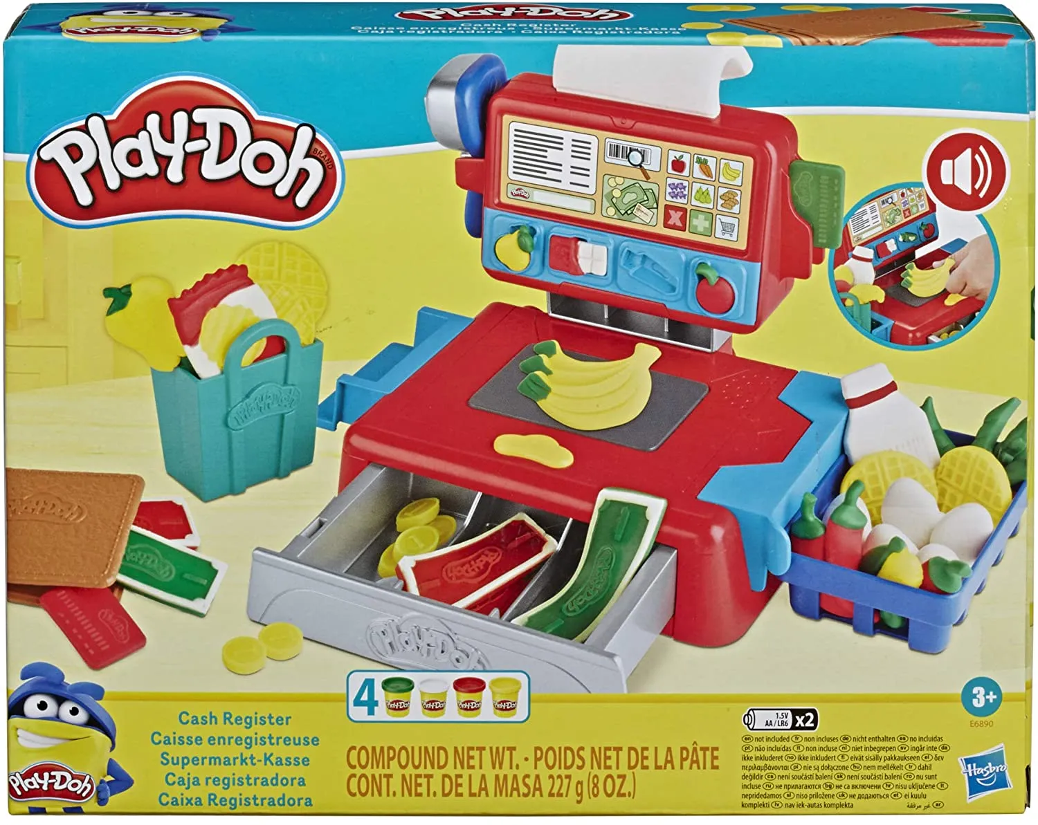 Play-Doh Cash Register Toy for Kids 3 Years and Up with Fun Sounds, Play Food Accessories