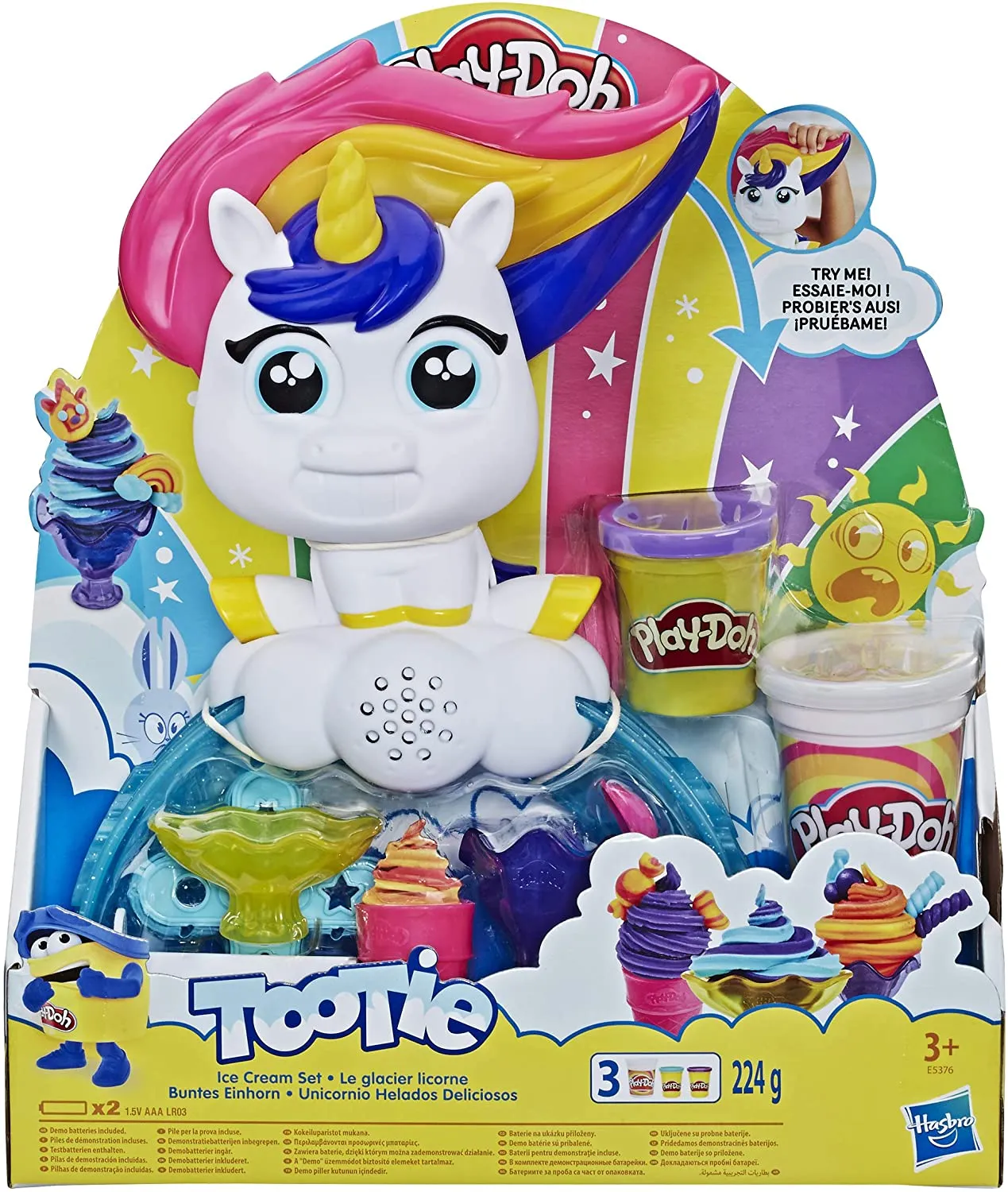 Play Doh Tootie The Unicorn Ice Cream Set with 3 Non Toxic Colors