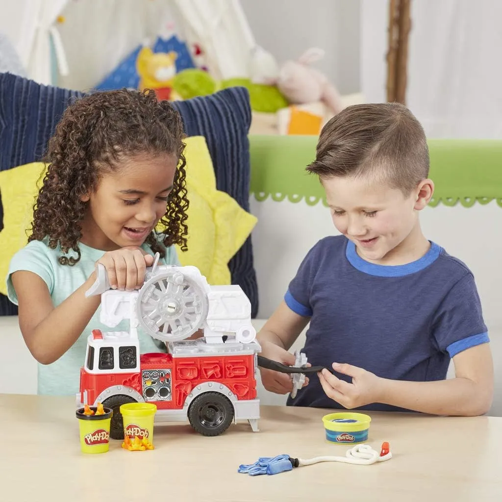 Play-Doh Wheels Fire Truck Toy - Creative Fire Rescue Playset for Kids 3 