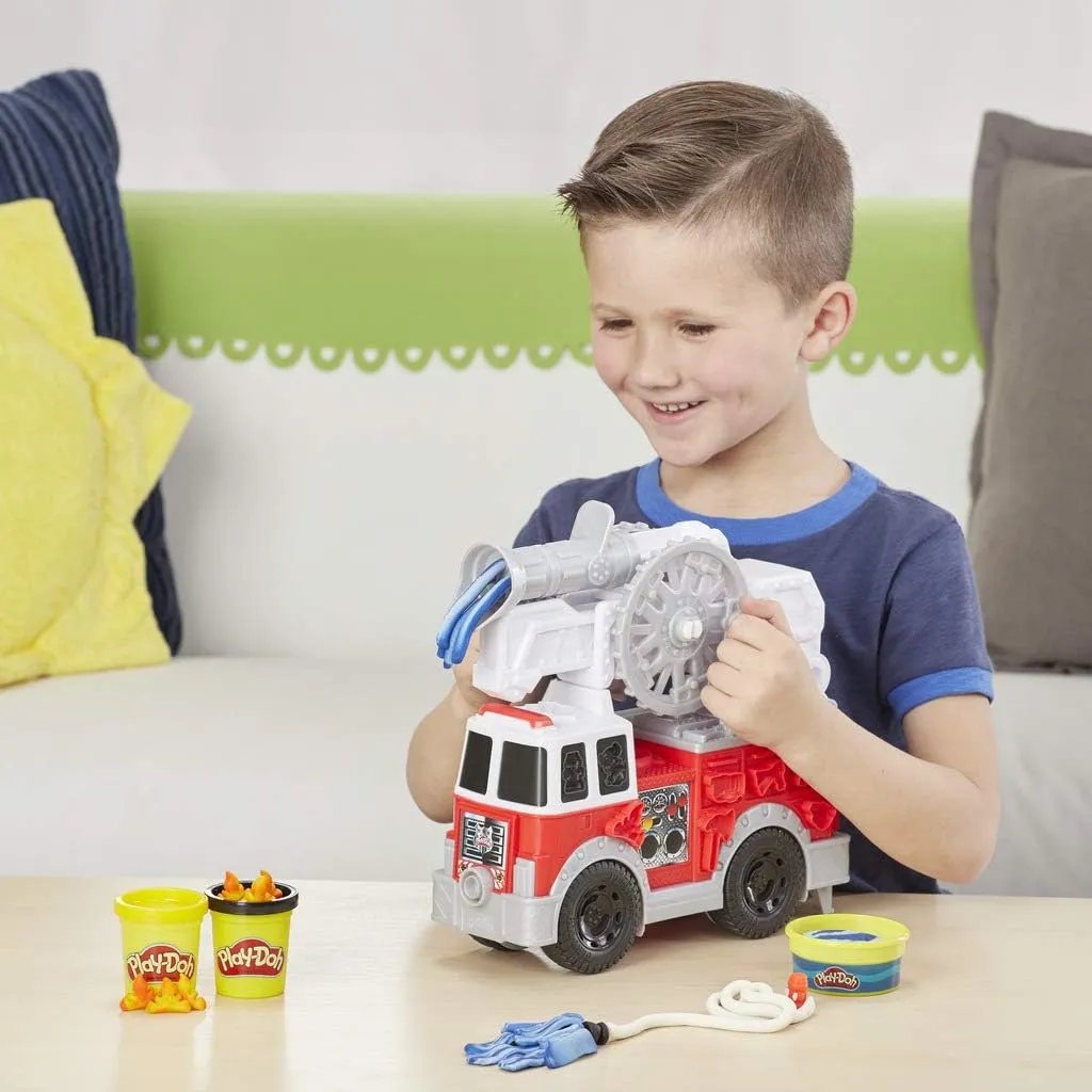 Play-Doh Wheels Fire Truck Toy - Creative Fire Rescue Playset for Kids 3 