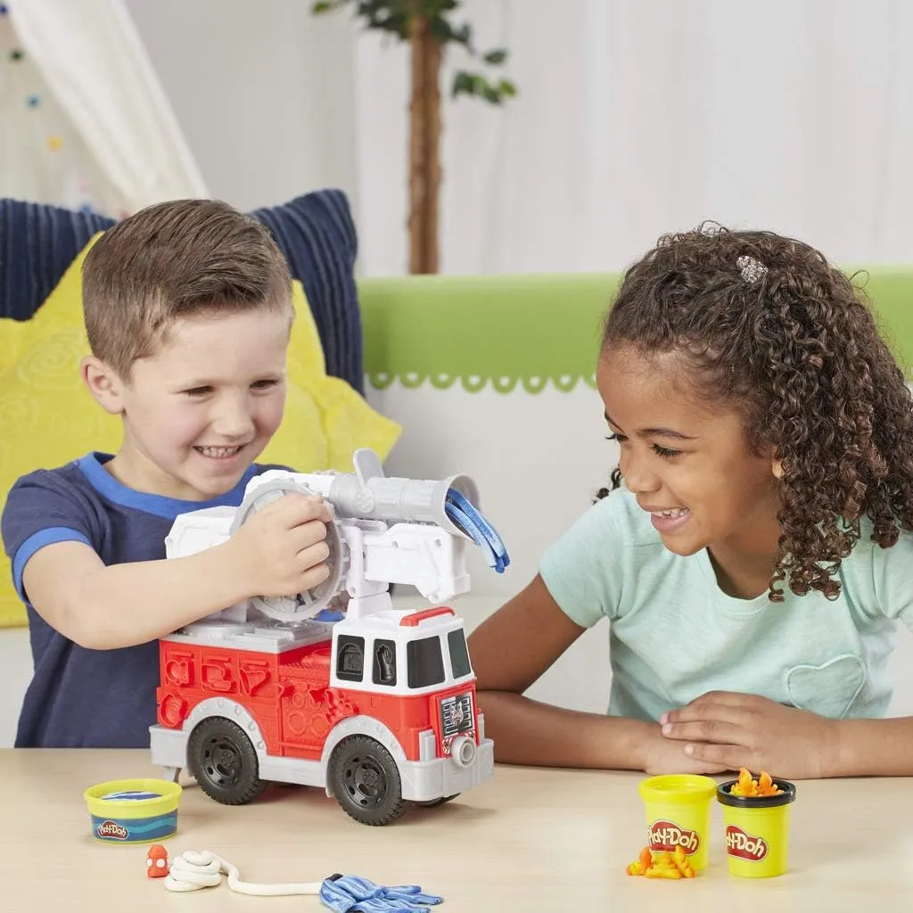 Play-Doh Wheels Fire Truck Toy - Creative Fire Rescue Playset for Kids 3 