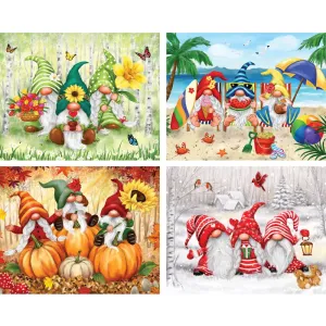Playful Gnomes 4-in-1 Multipack Jigsaw Puzzle Bundle by Makiko Bits and Pieces