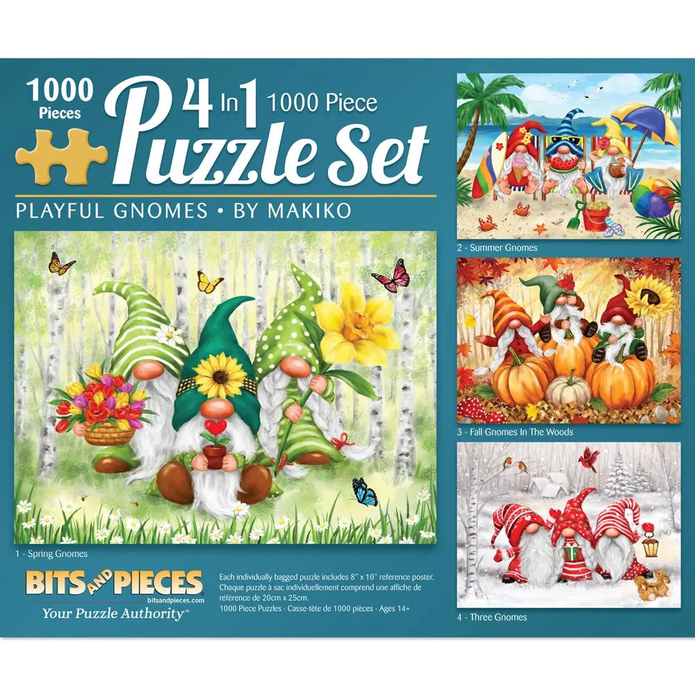 Playful Gnomes 4-in-1 Multipack Jigsaw Puzzle Bundle by Makiko Bits and Pieces