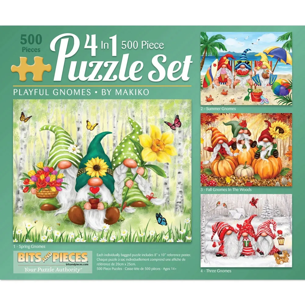 Playful Gnomes 4-in-1 Multipack Jigsaw Puzzle Bundle by Makiko Bits and Pieces