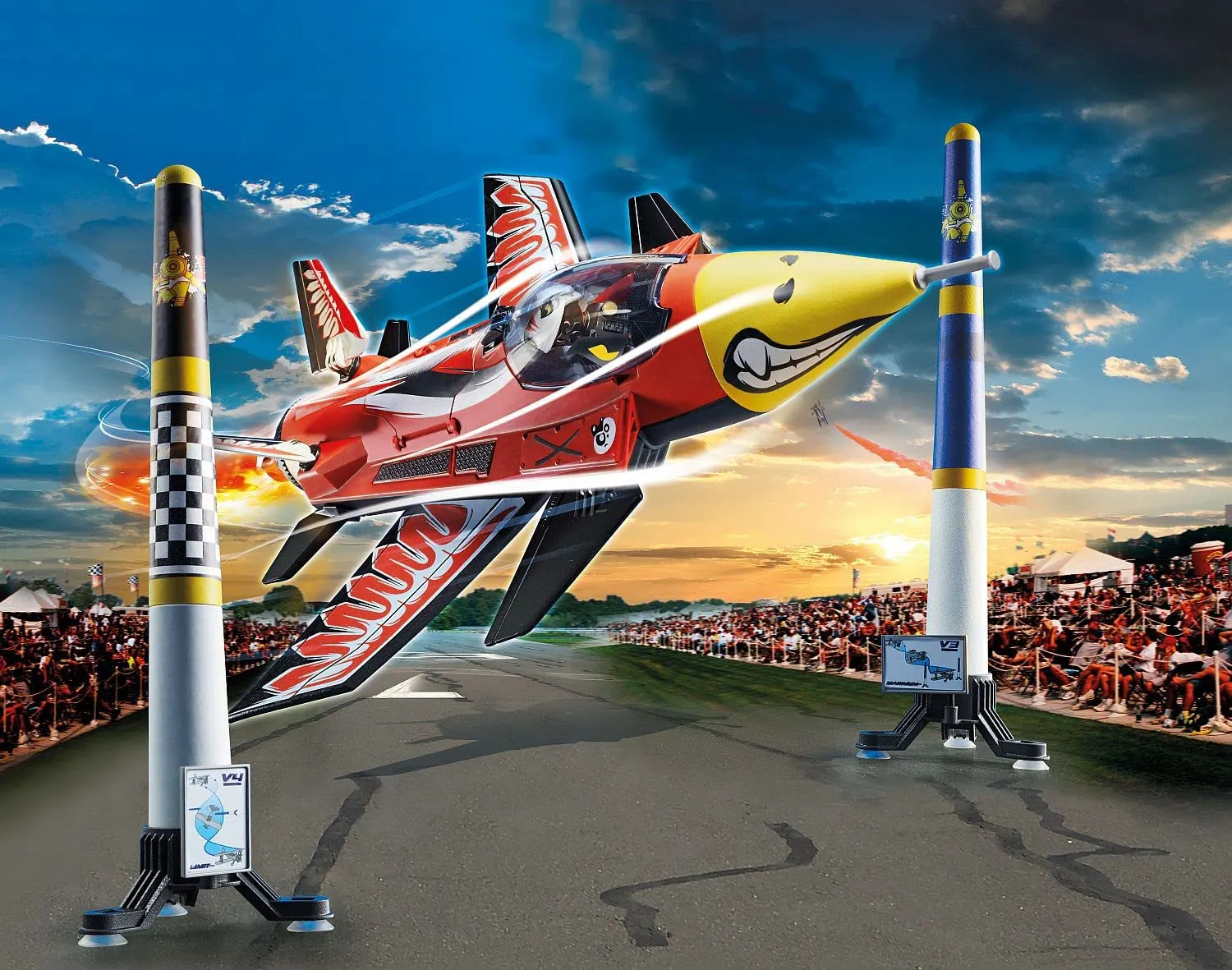 PLAYMOBIL Air Stunt Show 70832 Eagle Jet, Toy Plane with Wind-Up Motor, Aeroplane