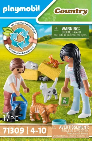 Playmobil Country Cat Family - Sustainable Farm Playset for Ages 4  (71309)