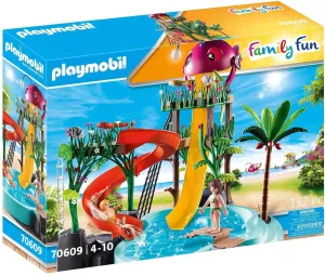 PLAYMOBIL Family Fun 70609 Water Park with Slides, Water Toy, For ages 4 