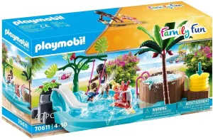 PLAYMOBIL Family Fun 70611 Children's Pool with Slide, Water Toy, For ages 4 