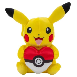 Pokemon 20cm Valentines Plush Pikachu With Poke Ball Heart Accessory