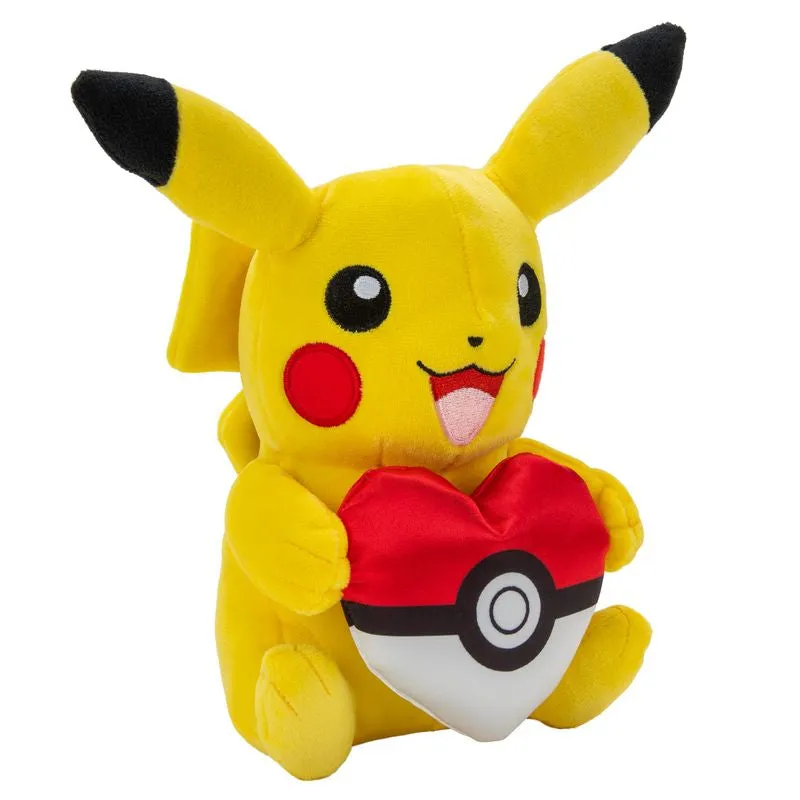 Pokemon 20cm Valentines Plush Pikachu With Poke Ball Heart Accessory