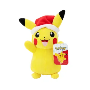 Pokemon Seasonal Holiday 8 Inch Plush - Pikachu With Santa Hat